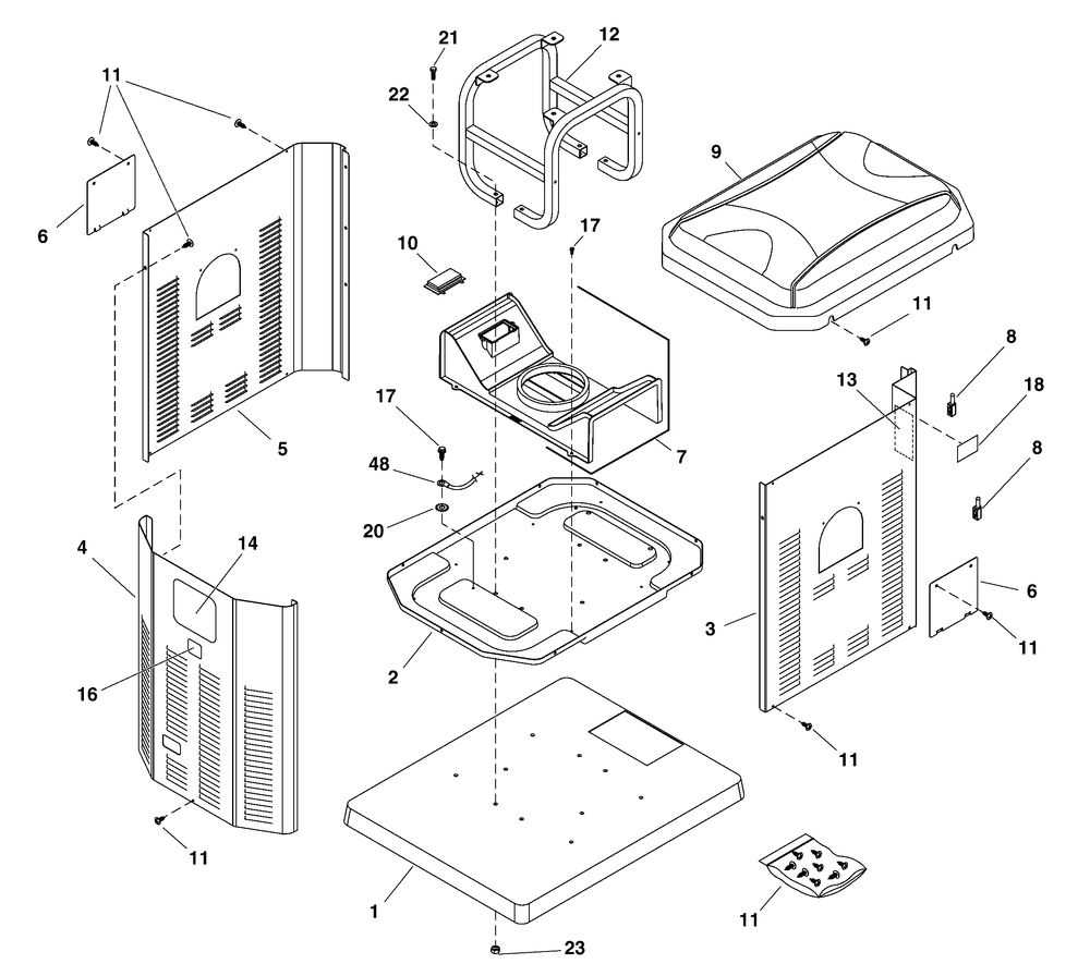 Enclosure Group Diagram and Parts List for 1975-0  Briggs and Stratton Generator